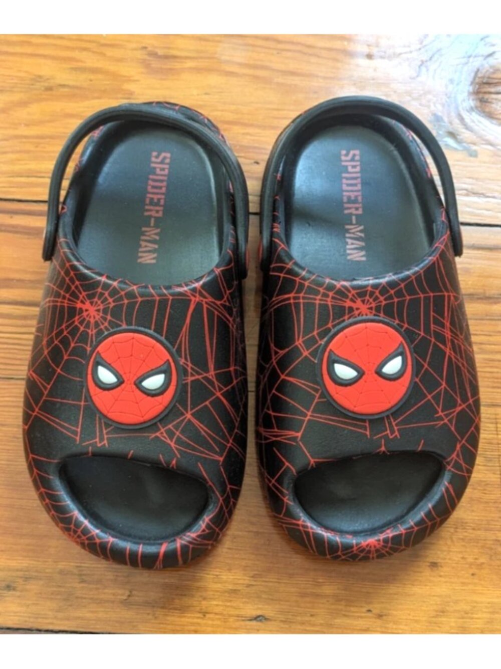 Marvel Spider-Man Boys Girls Kids size 13 Ankle Strap Sandals Slides Shoes Black